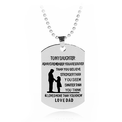 

Nameplated Necklace Love Gift To My Daughter My Daughter Necklace Dog Tag Stainless Steel Father Daughter Pendant Necklace