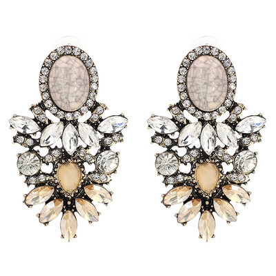

Handmade Vintage Flower Rhinestone Stud Earrings Jewelry 2019 Big New Statement Fashion Crystal Earring For Women C3506