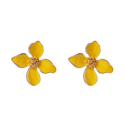 

New Korean Fashion Charm yellow white Flower Earrings For Girls Women Elegant Party Statement Brincos Bijoux Gift