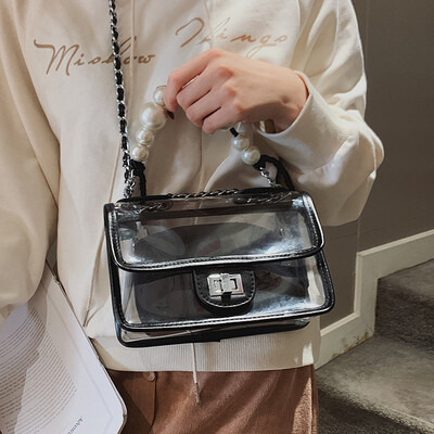 

Advanced sense bag Ocean handbags handbags new 2019ins jelly transparent package texture chain Messenger bag
