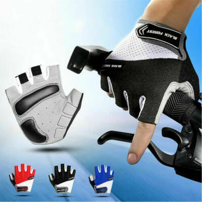 

Men 1Pair Gloves Bike Half Finger Bicycle Gel Padded Fingerless Sports Adibike