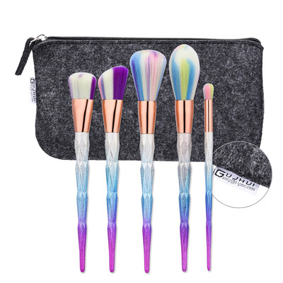 

〖Follure〗New 5pcs Makeup Brushes set Fondation Eyeshadow Cosmetic Tool with Leather