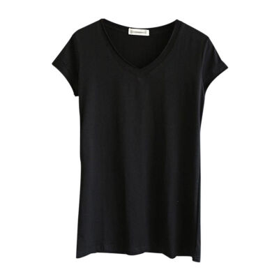 

Women Casual Solid Color Summer Tees Slim Fit V Neck T-Shirts Tops