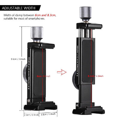 

Adjustable Aluminium Alloy Smartphone Clamp Clip Phone Holder Bracket Stand with 14 Inch Screw Hole Cold Shoe Mount for iPhone X