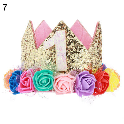 

Baby Boy Girl Glitter Number Flower Crown Headband Birthday Party Photo Headwear