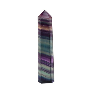 

Siaonvr Natural Hexagonal Crystal Quartz Healing Fluorite Wand Stone Purple Green Gem