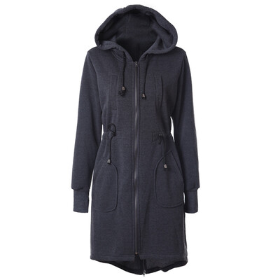 

Women Winter Zipper Hoodie Long Jacket Sweatshirt Coat Casual Trench Outwear Top