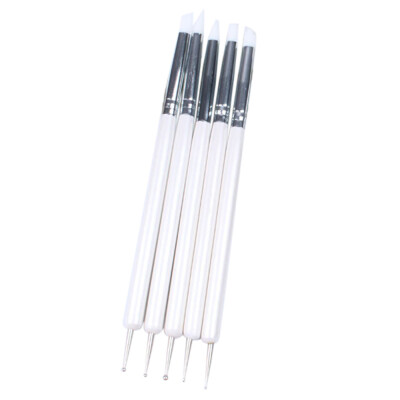 

Toponeto 5 Pcs Pencil Head Nail Art Brush Nail Silicone Brushes With Wooden Handle Strap