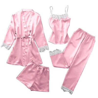 

Toponeto Women Sexy Lace Lingerie Nightwear Underwear Babydoll Sleepwear Dress 4PC Suits