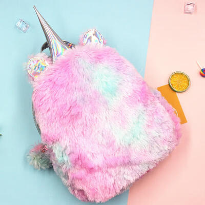 

Unicorn Girl Cute Bags For Women Winter Faux Fur Small Cartoon Girls Travel Schoolbag Plush Backpack
