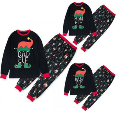 

UK Family Matching Christmas Pyjamas PJS Set Elf Xmas Sleepwear Nightwear Casual