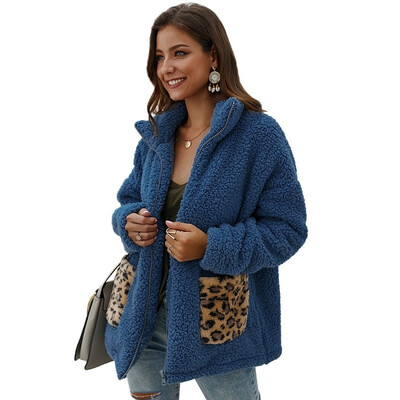 

Women Winter Coats England Style Loose Thermal Overcoat Jacket Solid Color Teddy Coat Outwear