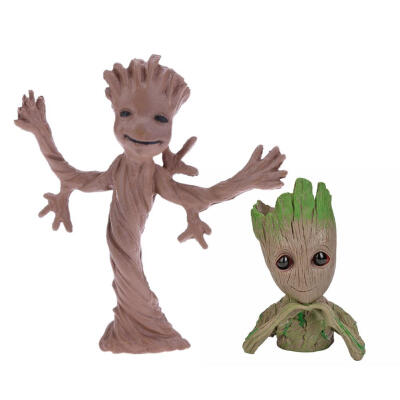 

2pcsset PVC Tree Man Model Action Figures Baby Flowerpot Landscaping Doll