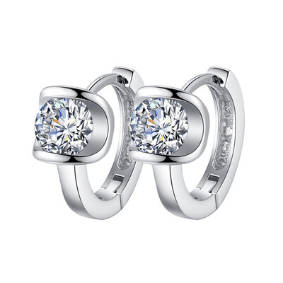 

1 Pair Women Silver Plated Jewelry Crystal Ear Stud Earrings