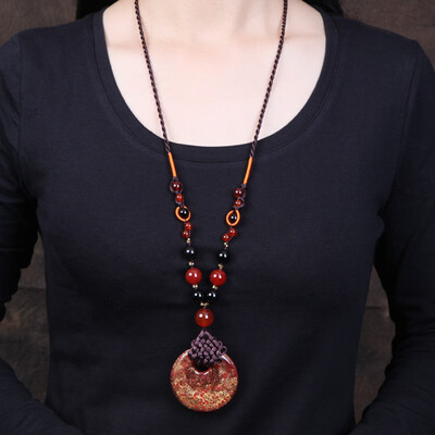 

Long necklace retro ethnic style ladies necklace