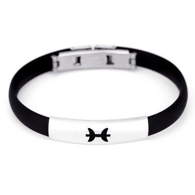 

12 Constellation Bracelet Man Women Silicone Titanium Steel Bracelets Couple Bracelet