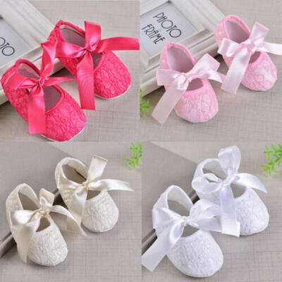 

US Newborn Baby Girl Crib Shoes Princess Lace Flower Soft Sole Sneaker Prewalker