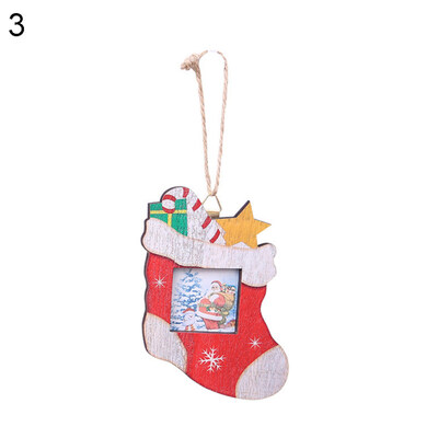

Cute Santa Claus Snowman Sock Wooden Photo Frame Christmas Tree Hanging Decor