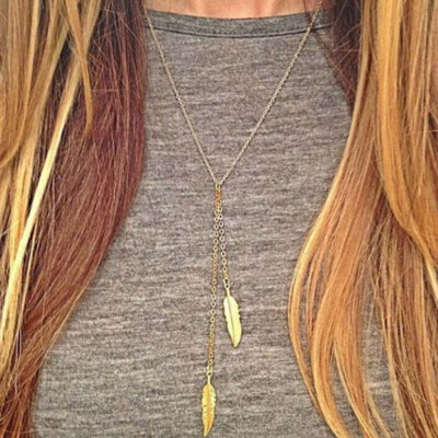 

Golden Leaf Simple Pendant Necklace Choker Necklace Chain Necklace