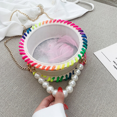 

Qiao Bani 2019 new Korean chic fashion hit color round personality handbag shoulder diagonal trend handbags