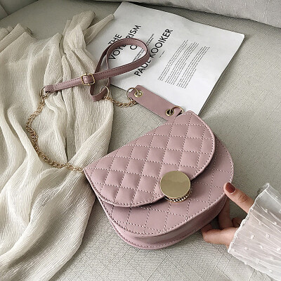 

Small bag female 2019 on the new high-end fashion port wind retro saddle bag shoulder Messenger bag rhombic chain bag