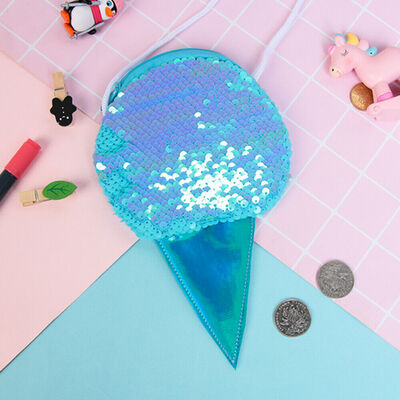 

2019 New Style Kids Girl Sequins Ice Cream Crossbody Bags School Handbags Bag Wallet Zipper Patchwork Purse Gift