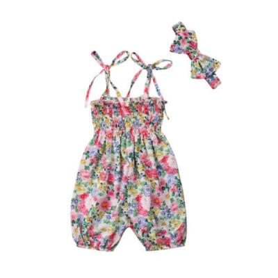 

Newborn Baby Girl Floral Romper Bodysuit Jumpsuit 2PCS Outfits Cute Sunsuit