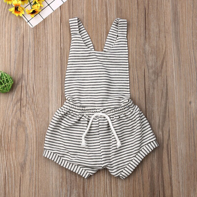 

Toddler Baby Girl Kid Sleeveless Backless Striped Romper Jumpsuit Outfits