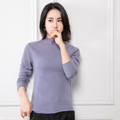 

QIANMUCHUN female curled half-high collar cashmere sweater fashion 5786