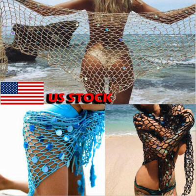

US Women Summer Beach Dress Swimwear Lace Crochet Bikini Cover Up Bathing Suit