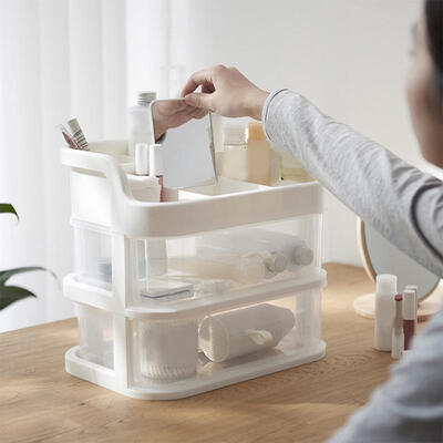 

Greensen Desktop Transparent Makeup Three-tier Drawers Table Cosmetic Storage Box Holder