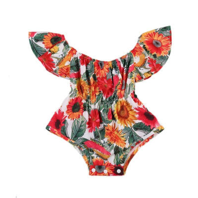 

2017 Summer Newborn Baby Girl Bodysuit Floral Bodysuits Jumpsuit Outfits Sunsuit Clothes 0-24M