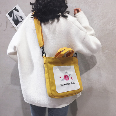 

Portable small bag female 2019 new ins Harajuku student bag Korean version of the leisure wild single shoulder slung canvas bag