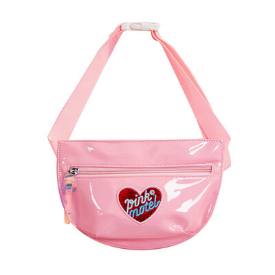 

Outdoor Women Cute Heart Embroidery Patent Leather Chest Bag Waist Fanny Pack