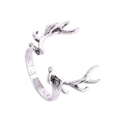 

Retro Unclosed Stylish Deer Horn Design Bright Ring Antler Shape Branch Decoration for Men&Women