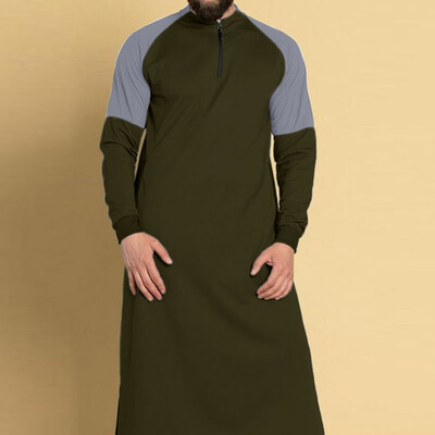 

Toponeto Men Ethnic Robes Patchwork Vintage Long Sleeve T Shirts Long Dress Kaftan