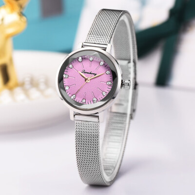 

RM Fashion Simple Pseudo Brick Stone Scale Silver Mesh With Quartz Womens Watch