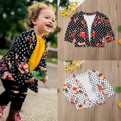 

Infant Kids Baby Girls Autumn Long Sleeve Polka Dots Outerwear Floral Tops Coats