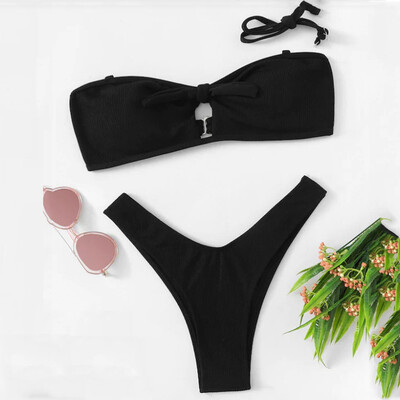 

Roseonmyhand Women Bikini Set Print Padded Swimwear High Waist Bathing Swimsuit Beachwear