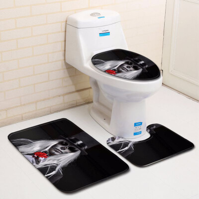 

〖Follure〗Blood Handprint Bathroom Toilet Three Piece Floor Mat Door Mat Bathroom Carpet