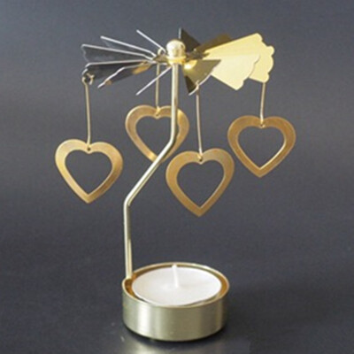 

Gobestart Hot Spinning Rotary Metal Carousel Tea Light Candle Holder Stand Light Xmas Gift
