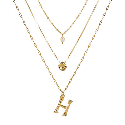 

Natural Pearl Beads Fashion 26 Letter Necklaces Pendants alphabet Gold Color Choker Initial Necklace Women Girl Jewelry Collier