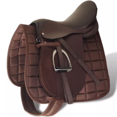 

Horse Riding Saddle Set 175" Real Leather Brown 71" 5-in-1