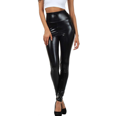 

Tailored Women Shiny Liquid Metallic High Waist Stretch Leggings Party Pencil Pants