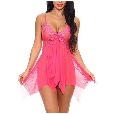 

Toponeto Women Lingerie Flower Lace Lingerie Underwear V Neck Sleepwear Strap Chemise