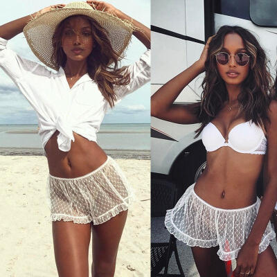 

Fashion Women Pants Summer Casual Shorts Beachwear Mesh Transparent Short Pants