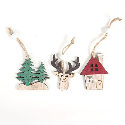 

3pcs Christmas Wooden Hanging Decoration Pendants Car Tree Deer Optional Types