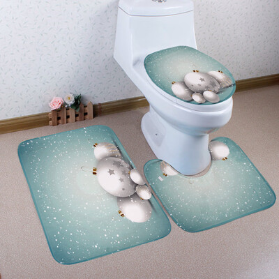 

Tailored 3PCS Christmas Bathroom Non-Slip Pedestal Rug Lid Toilet Cover Bath Mat Set