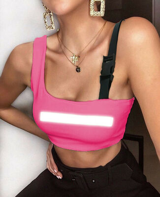 

Summer Women Club Wear Tank Top Bra Vest Crop Top Bralette Blouse Reflect T Shirt