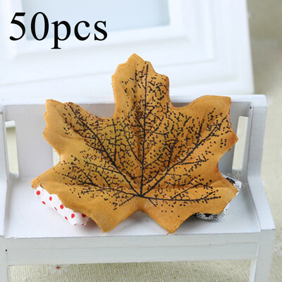 

50Artificial Fall Fake Silk Leaves Lovable Autumn Maple For Wedding Party Decor